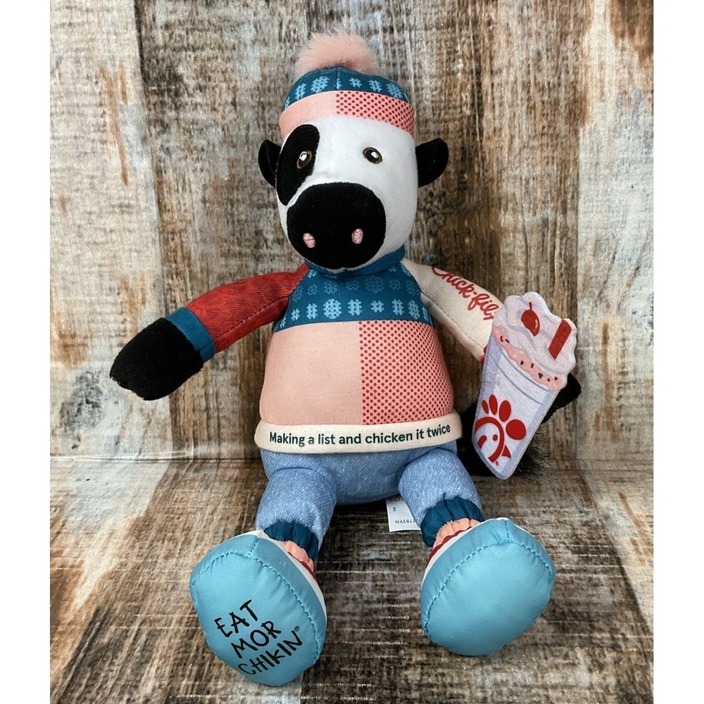 Chick Fil A Holiday plush Cow Milkshake stuffed animal soft toy 10" 2023